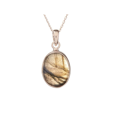 Pendentif avec labradorite multicolore naturelle, en argent rhodié 925
