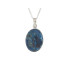 Ciondolo ovale con shattuckite blu, in argento 925 rodiato, altezza 2+0,8 cm