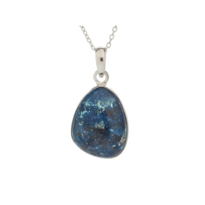Pendentif avec shattuckite bleue, en argent rhodié 925, hauteur 1,9+0,8 cm