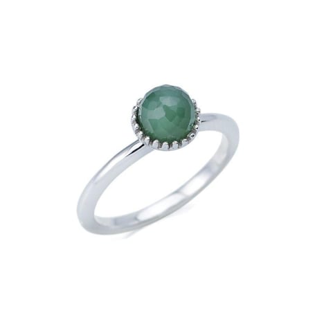 Bague avec aventurine verte naturelle, en argent rhodié 925