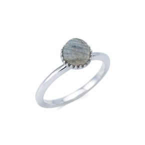 Bague avec labradorite multicolore naturelle, en argent rhodié 925