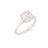 Anel com quartzo rosa natural redondo, em prata 925 com banho de ródio