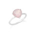 Heart ring with natural rose quartz, in 925 rhodium silver