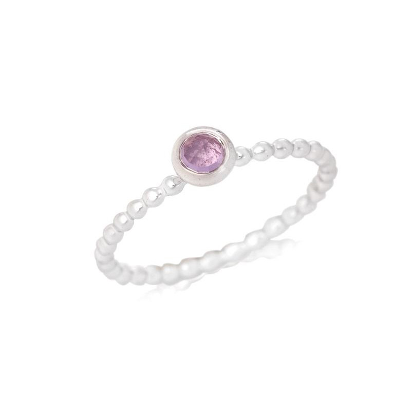 Ring mit natürlichem violettem Amethyst, aus rhodiniertem Silber 925