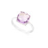Ring with natural purple amethyst, in rhodium-plated silver 925