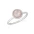 Anello con quarzo rosa naturale tondo, in argento 925 rodiato