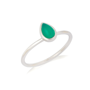 Ring mit natürlichem grünen Onyx, aus rhodiniertem Silber 925