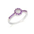 Anillo con cristal de roca y amatista, en plata 925 rodiada