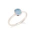 Anello con calcedonio blu naturale, in argento 925 rodiato