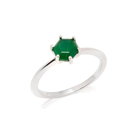 Anillo con aventurina verde natural, en plata 925 rodiada