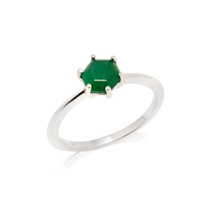 Bague avec aventurine verte naturelle, en argent rhodié 925