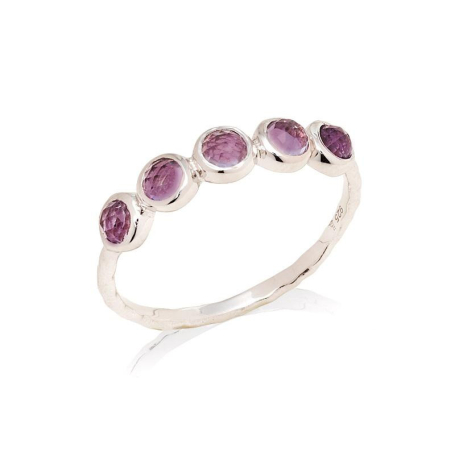 Bague avec améthyste violette naturelle, en argent rhodié 925