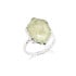 Anello con prehnite verde naturale, in argento 925 rodiato