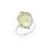 Ring with natural green prehnite, in 925 rhodium silver