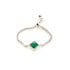 Anel quadrado ajustável com ônix quadrado verde natural, em prata, 52 - 58 mm