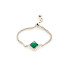 Square adjustable ring with square natural green onyx, in silver, 52 - 58 mm