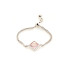 Anillo ajustable cuadrado con cuarzo rosa natural cuadrado, en plata, 52 - 58 mm