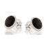 Earrings with natural oval black onyx, in 925 rhodium silver