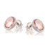 Brincos com quartzo rosa natural oval, em prata 925 com banho de ródio