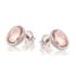 Pendientes con cuarzo rosa natural ovalado, en plata 925 rodiada