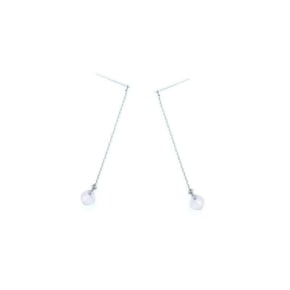 Boucles d'oreilles pendantes avec quartz rose naturel, en argent rhodié 925