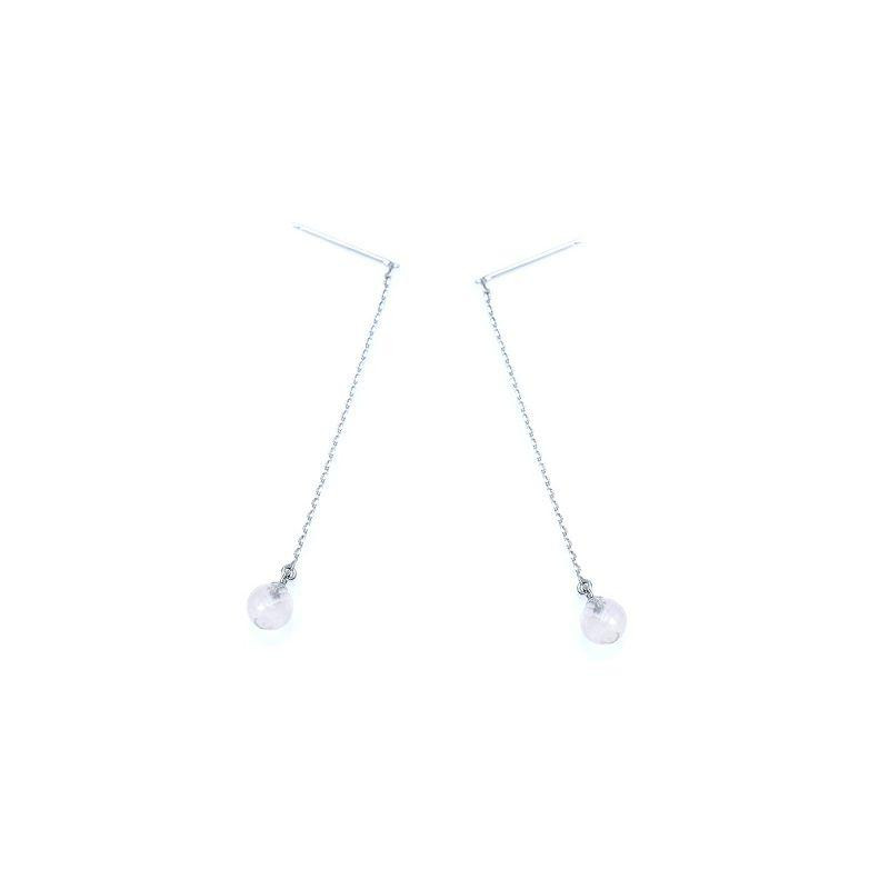 Orecchini pendenti con quarzo rosa naturale, in argento 925 rodiato