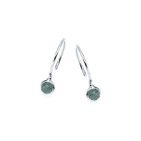 Boucles d'oreilles avec aventurine verte naturelle, en argent rhodié 925