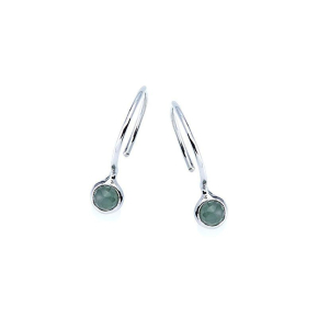 Cercei cu aventurin verde natural, din argint 925 placat cu rodiu
