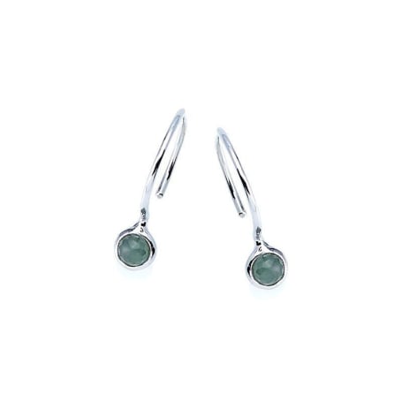Cercei cu aventurin verde natural, din argint 925 placat cu rodiu