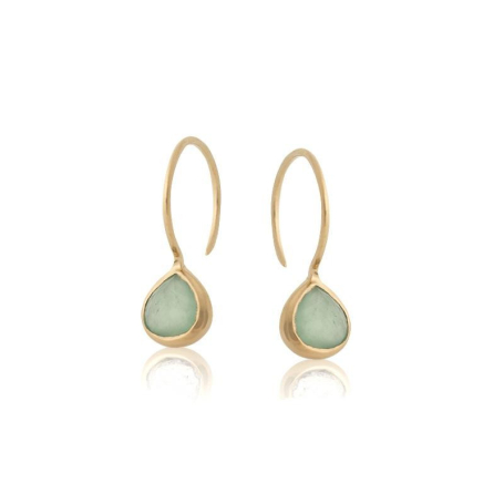 Boucles d'oreilles coeur avec aventurine verte naturelle, en argent doré 925