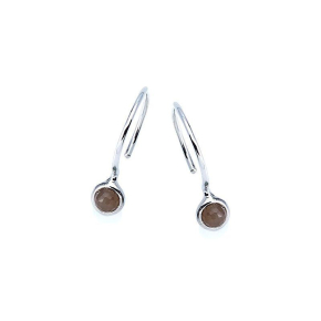 Pendientes con piedra de luna rosa natural, en plata 925 rodiada