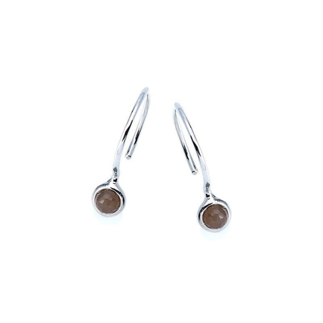 Boucles d'oreilles avec pierre de lune rose naturelle, en argent rhodié 925
