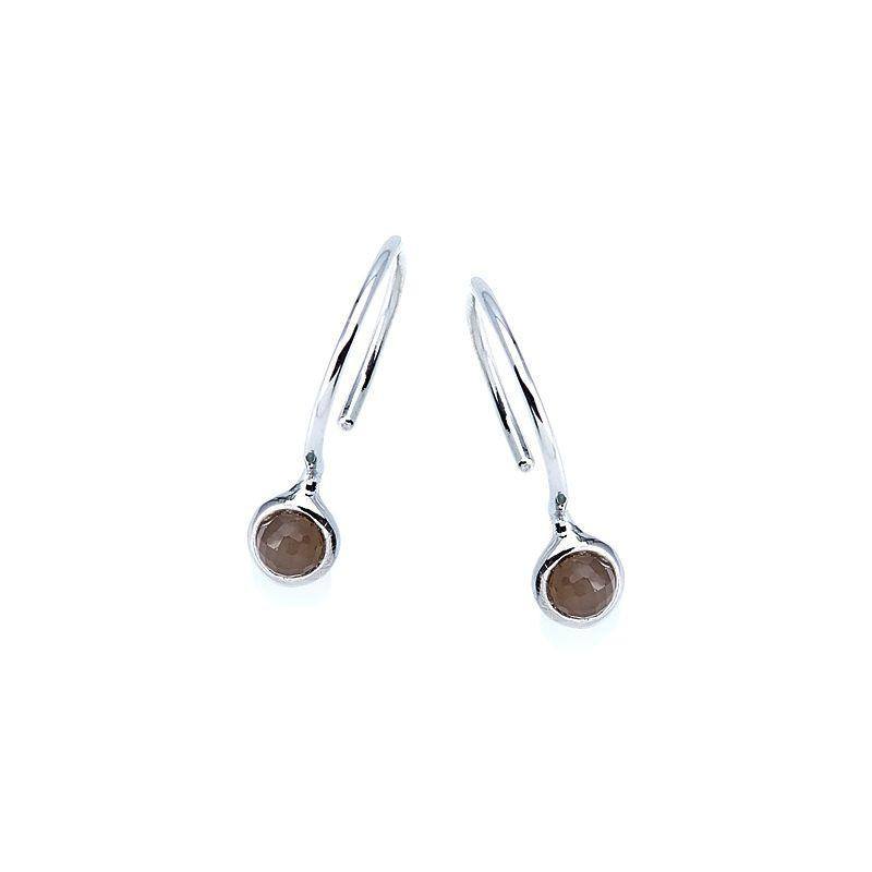 Earrings with natural pink moonstone, in 925 rhodium silver