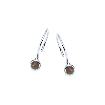Earrings with natural pink moonstone, in 925 rhodium silver