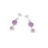 Earrings with round amethyst and chalcedony, in 925 rhodium silver