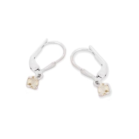 Boucles d'oreilles avec quartz jaune naturel, en argent rhodié 925