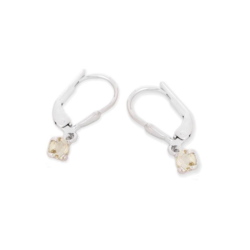 Boucles d'oreilles avec quartz jaune naturel, en argent rhodié 925