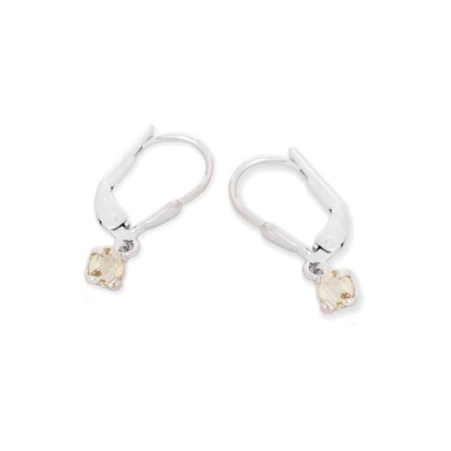 Boucles d'oreilles avec quartz jaune naturel, en argent rhodié 925