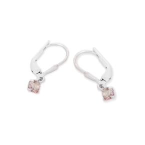 Pendientes con cuarzo rosa natural, en plata 925 rodiada