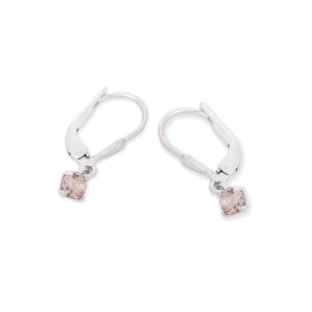 Earrings with natural rose quartz, in 925 rhodium silver