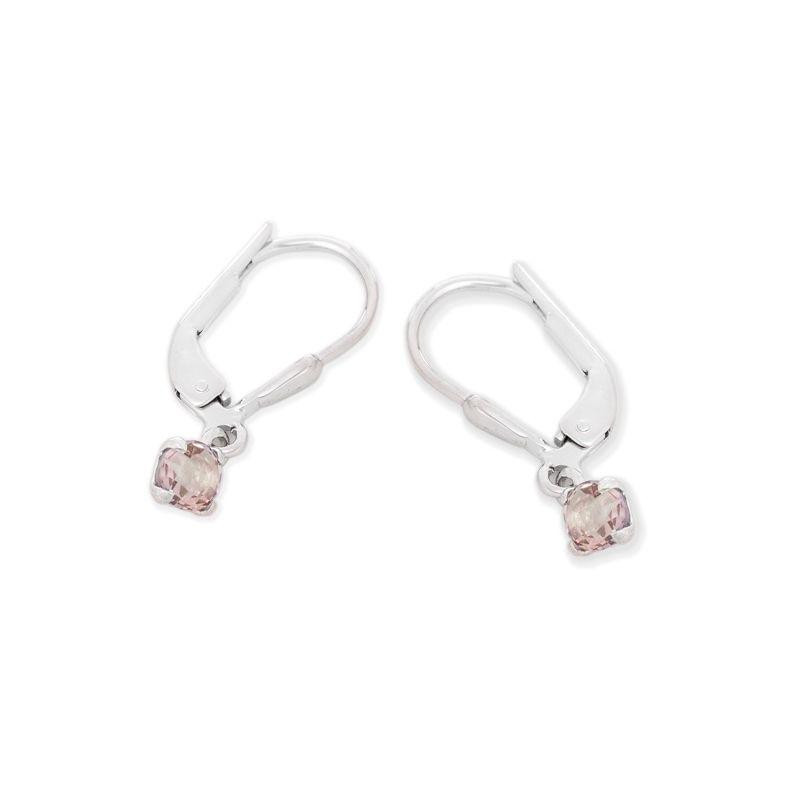 Boucles d'oreilles avec quartz rose naturel, en argent rhodié 925