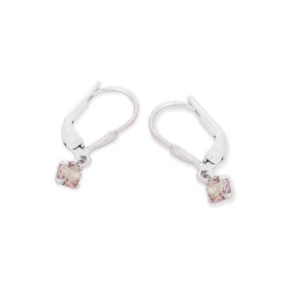 Boucles d'oreilles avec quartz rose naturel, en argent rhodié 925