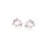 Heart stud earrings with natural rose quartz, in 925 rhodium silver