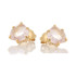Brincos coração com quartzo rosa natural, em prata dourado 925