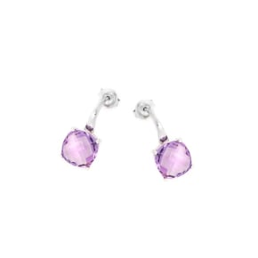 Boucles d'oreilles pendantes avec améthyste violette, en argent rhodié 925