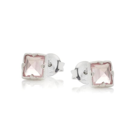 Boucles d'oreilles avec quartz rose naturel, en argent rhodié 925