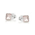 Brincos com quartzo rosa natural, em prata 925 com banho de ródio