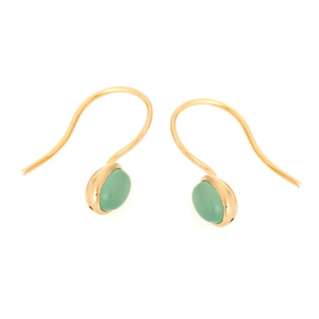 Brincos com aventurina verde natural, em prata dourado 925