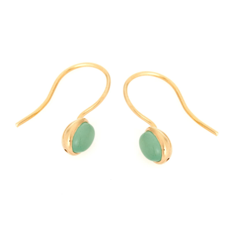 Pendientes con aventurina verde natural, en plata dorado 925