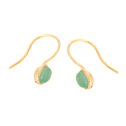 Orecchini con avventurina verde naturale, in argento 925 dorato